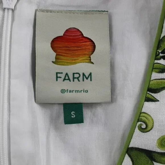 Farm Rio Dress Womens Small Milani Printed Linen Mini Tropical Boho Chic Playful - Picture 9 of 15